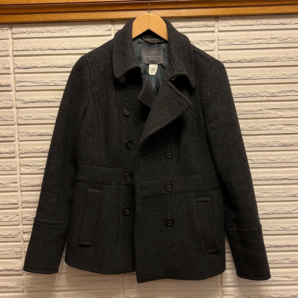 J Crew Stadium Cloth Nello Gori Wool Coat Charcoal Gray 6